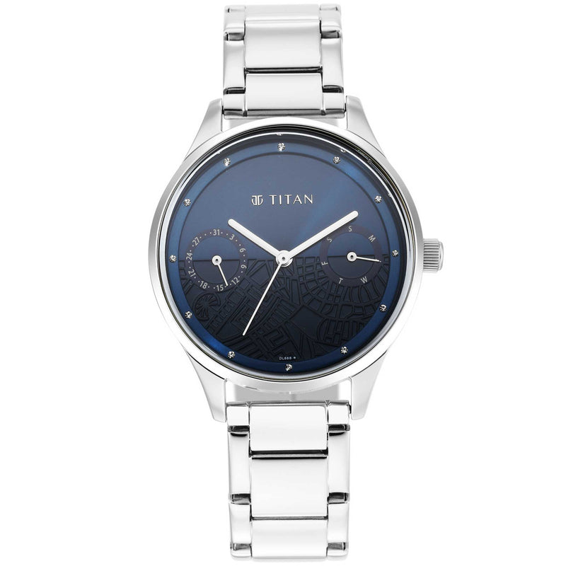 TITAN WANDER BLUE DIAL METAL STRAP WATCH 2670SM10