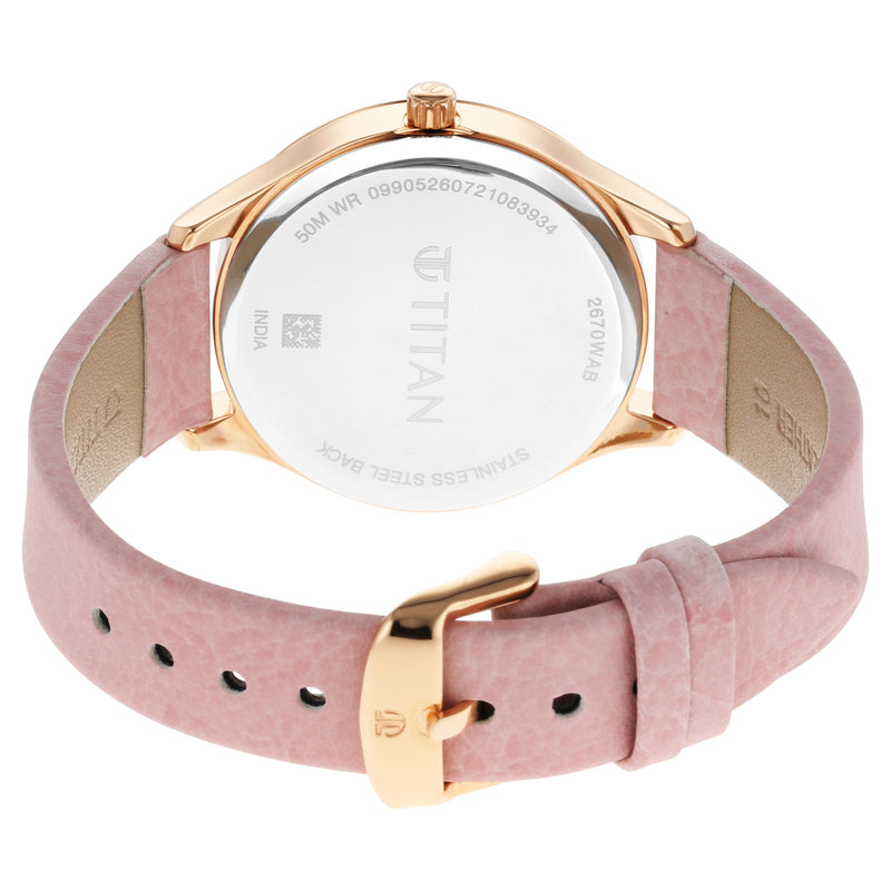 TITAN PASTEL DREAMS MOTHER OF PEARL DIAL DUSTY ROSE LEATHER STRAP WATCH 2670WL02