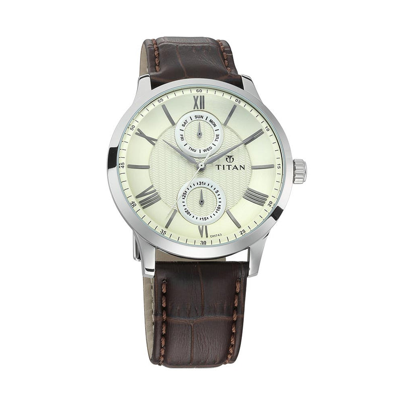 TITAN ON TREND ANTIQUE SILVER DIAL MULTIFUNCTION WATCH FOR MEN 90100SL01