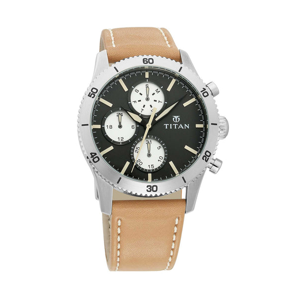 Titan chronograph leather outlet belt watches